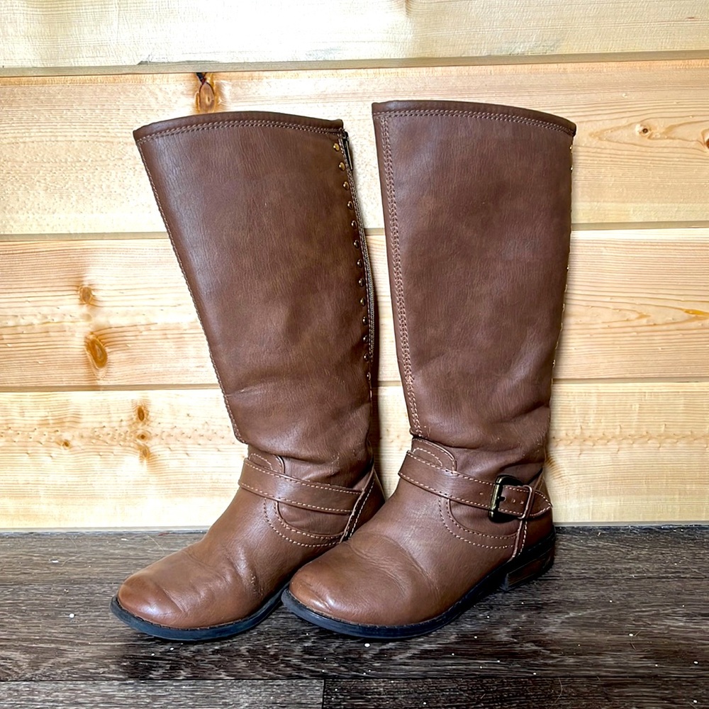 Justice. Size 3 Girls. Brown Faux Leather boots.